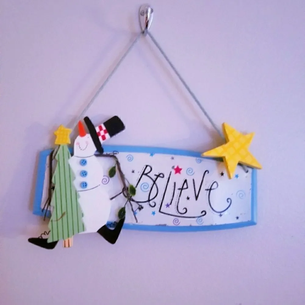 Wooden snowman Beleive Christmas Decoration